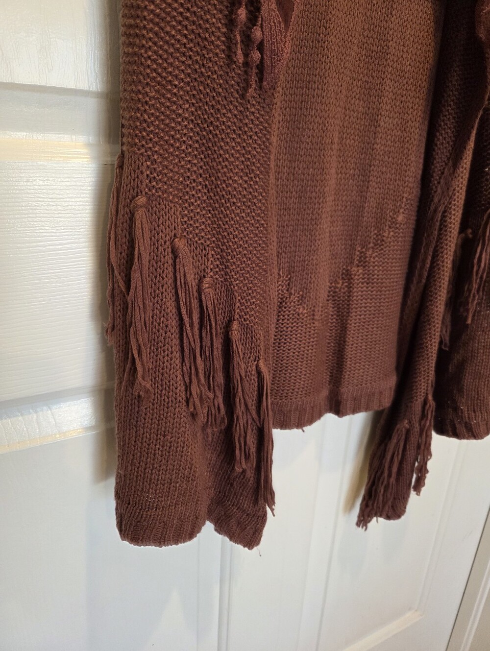 Double Zero Boho Lace Fringe Cardigan Maroon Size M - Picture 5 of 12